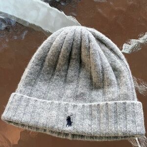 Polo Ralph Lauren Men’s Merino Wool  Cuffed Beanie Signature Logo Grey NEW